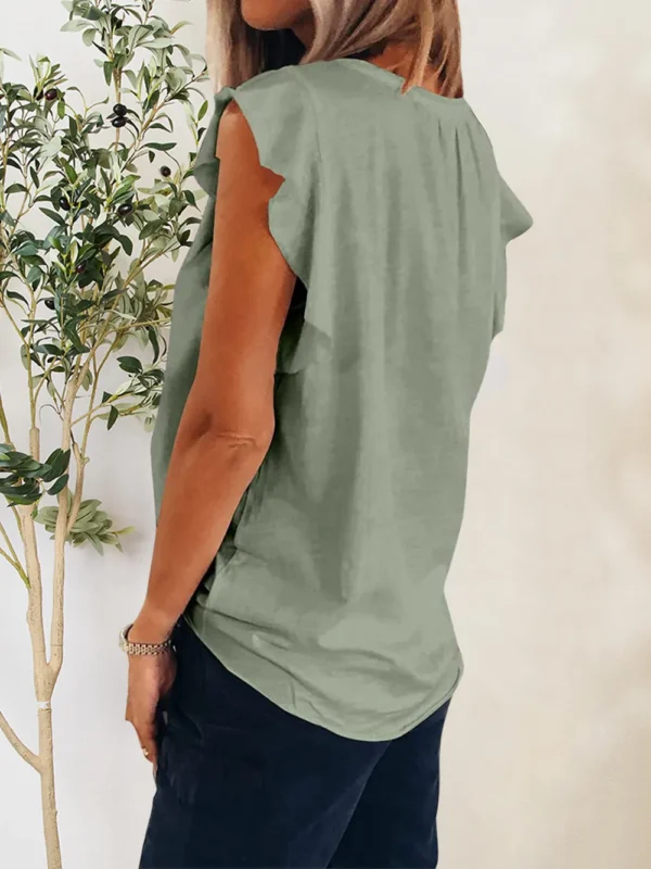 Ruffled Notched Cap Sleeve T-Shirt - Image 8