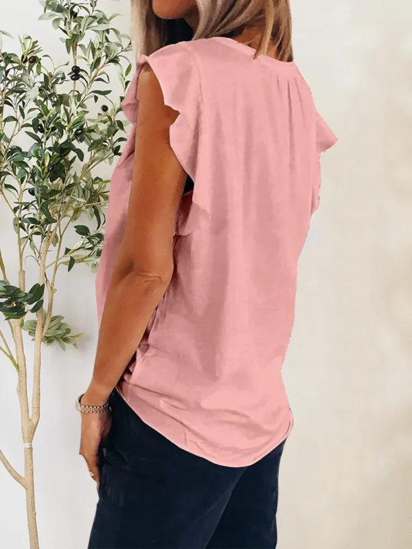 Ruffled Notched Cap Sleeve T-Shirt - Image 5