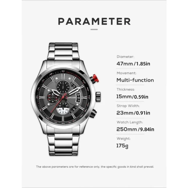 BORUSE 2Pcs/set Business Men's Watch Bracelet Alloy Case Round Dial Date Display The Best Choice for Giving To Men on Festivals - Image 4