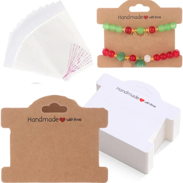 20sets Bracelets Display Cardboard Holders With Self Adhesive OPP Bags Necklace Cards Organizers For Jewelry Packaging Making - Image 2