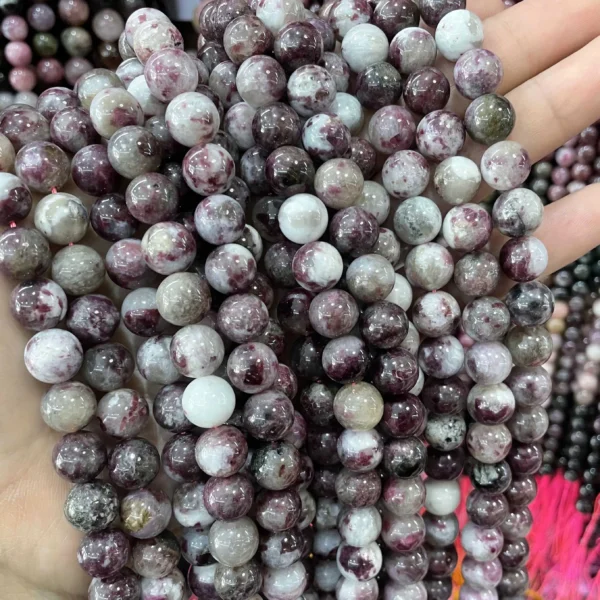 6 8 10MM Natural Stone Plum Flower Tourmaline Gems Round Loose Spacer Beads For Jewelry DIY Making Bracelet Accessories - Image 3