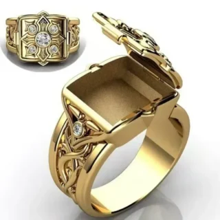 2024 Unique Cross Open Cap Cuffic Locklet Small Secret Pattern Copper Rings For Men Engagement Wedding Party Male Ring Jewelry