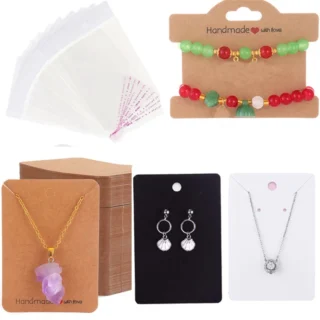 20sets Bracelets Display Cardboard Holders With Self Adhesive OPP Bags Necklace Cards Organizers For Jewelry Packaging Making
