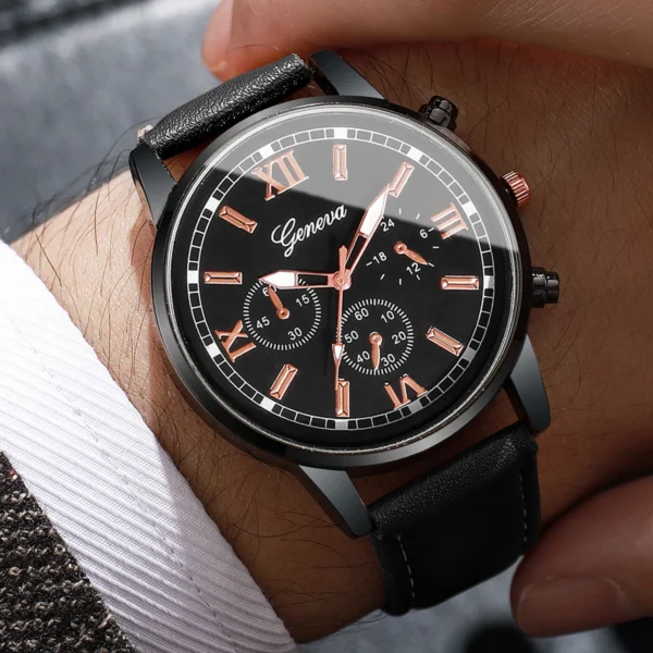 2/4/6pcs/set Men's Watch Combination Set Trendy Casual Business Style Men's Temperament Leather Watch Sport Style Watch No Box - Image 5