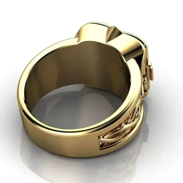 2024 Unique Cross Open Cap Cuffic Locklet Small Secret Pattern Copper Rings For Men Engagement Wedding Party Male Ring Jewelry - Image 4