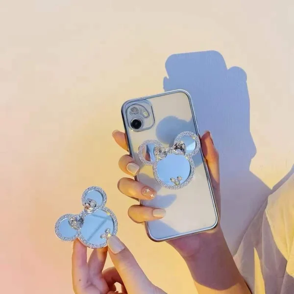 Disney Cartoon Animation Ins Style Mickey Mouse Bow Makeup Mirror Telescopic Rotating Desktop Cute Air Bag Mobile Phone Holder - Image 2