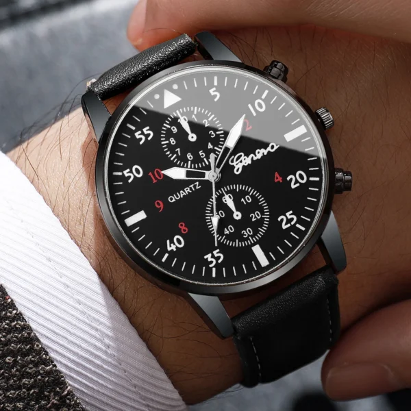 2/4/6pcs/set Men's Watch Combination Set Trendy Casual Business Style Men's Temperament Leather Watch Sport Style Watch No Box - Image 3