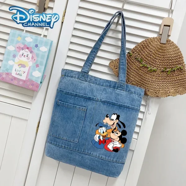 Disney Mickey Minnie women Vintage Denim Splicing Shoulder Bag Fashion Student Bags Casual Canvas Tote Underarm Shopping pouch