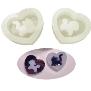 DIY Heart Cat Dog Shaker Mold Silicone Epoxy Resin Mold Jewelry Tool Jewelry Accessories