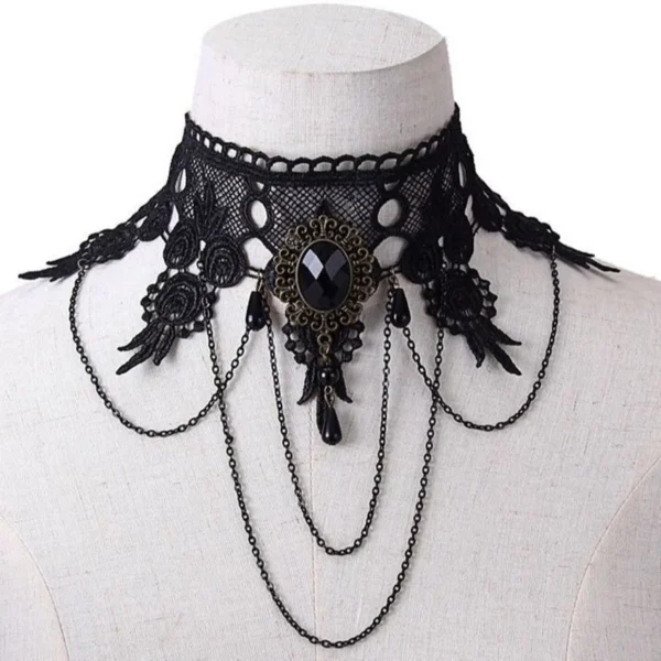 Elegance Pure Beads Tassel Fashion Velvet Flower Crown Choker for Women Vintage Sexy Lace Necklace Girl Neck Jewelry Accessories - Image 6