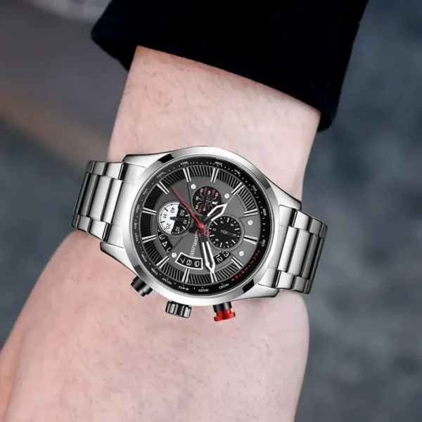 BORUSE 2Pcs/set Business Men's Watch Bracelet Alloy Case Round Dial Date Display The Best Choice for Giving To Men on Festivals - Image 2