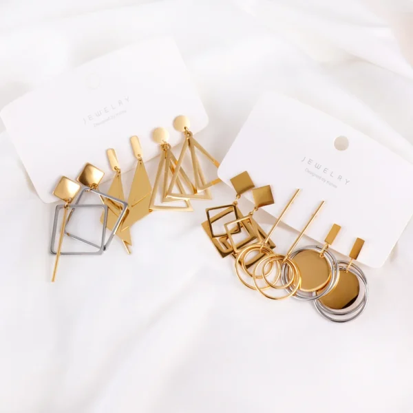 2024 Trendy Stainless Steel Drop Earrings for Women Minimalist Earrings Set Gold Silver Color jewelry accessories ​Gift Wholesal - Image 2