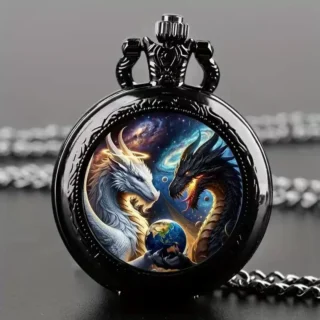 Retro Fashion Men's and Women's Pocket Watches Ssangyong Clamshell Quartz Watches Fashion Accessories Children's Gifts