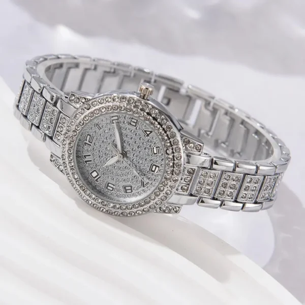 6PCS Women Watch Luxury Elegant Alloy Watch Crystal Wristwatch For Ladies Gift Quartz Watch Alloy Rhinestone Bracelet Montre - Image 6