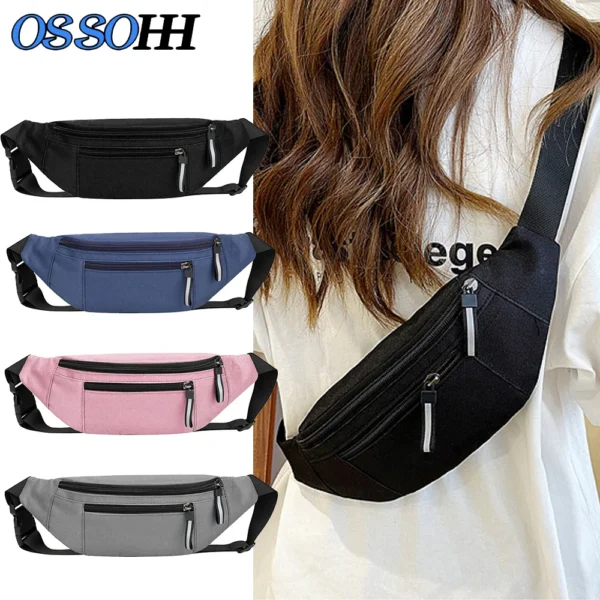 OSSOHH 1Pcs Fanny Packs for Men and Women, Water Resistant Sports Waist Pack Bag Bum Bag for Travel Hiking Running