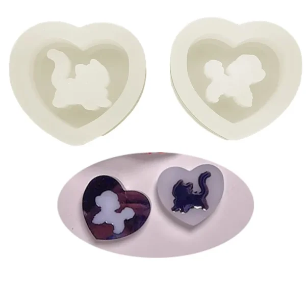 DIY Heart Cat Dog Shaker Mold Silicone Epoxy Resin Mold Jewelry Tool Jewelry Accessories - Image 2
