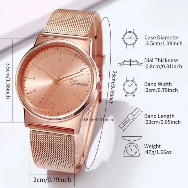 1/2PCS Fashion Women Watches Set Simple Mesh Band Arabic Dial Quartz Watch For Ladies Clock Reloj Mujer（Without Box） - Image 6