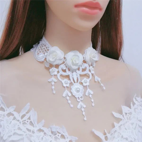 Elegance Pure Beads Tassel Fashion Velvet Flower Crown Choker for Women Vintage Sexy Lace Necklace Girl Neck Jewelry Accessories - Image 5
