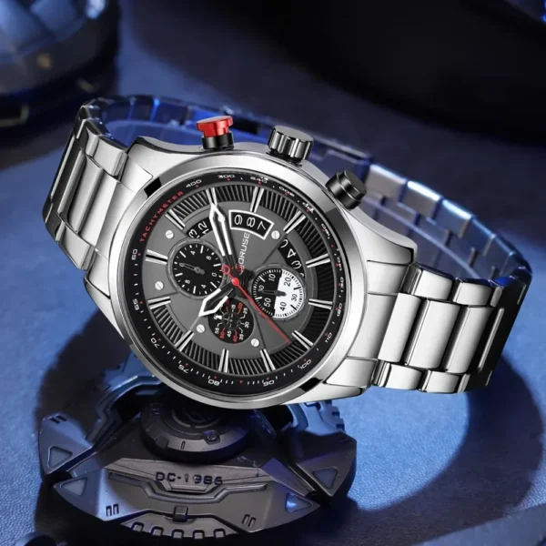 BORUSE 2Pcs/set Business Men's Watch Bracelet Alloy Case Round Dial Date Display The Best Choice for Giving To Men on Festivals - Image 5