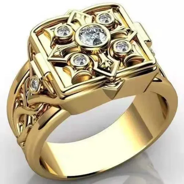2024 Unique Cross Open Cap Cuffic Locklet Small Secret Pattern Copper Rings For Men Engagement Wedding Party Male Ring Jewelry - Image 5