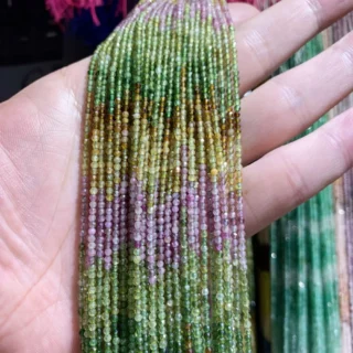 Natural Colored Tourmaline Apatite 2MM Round Faceted Loose Beads Diy For Semi-precious Bracelet Necklace Jewelry Accessories
