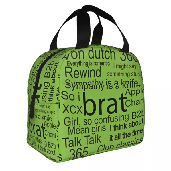 Brat Music Insulated Lunch Bags Thermal Bag Lunch Container English Singer Charli Xcx Tote Lunch Box Bento Pouch School Travel - Image 2
